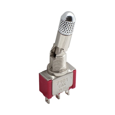 C&K Components Toggle Switch, Spdt, On-On, Latched, 5A, 28Vdc, Solder Terminal, High Flatted, Anti-Rotation 7101P3HZQE